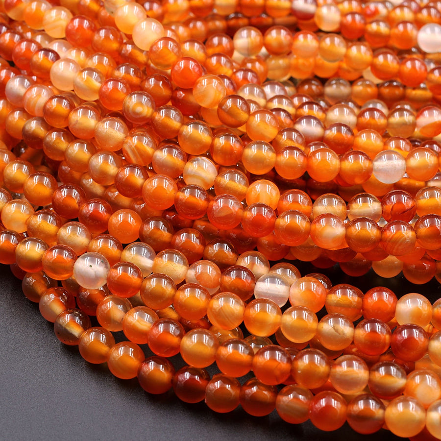 AAA Natural Carnelian 4mm 6mm 8mm 10mm 12mm Round Beads Highly Polished Finish Natural Red Orange Gemstone 15.5" Strand