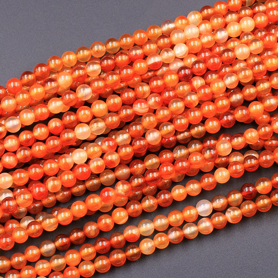 AAA Natural Carnelian 4mm 6mm 8mm 10mm 12mm Round Beads Highly Polished Finish Natural Red Orange Gemstone 15.5" Strand