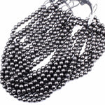 Genuine Natural Shungite 4mm 6mm 8mm 10mm 12mm Round Beads High Quality Black Lustrous Gemstone from Russia 15.5" Strand