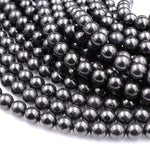 Genuine Natural Shungite 4mm 6mm 8mm 10mm 12mm Round Beads High Quality Black Lustrous Gemstone from Russia 15.5" Strand