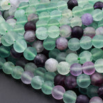 Matte Fluorite 4mm 6mm 8mm 10mm Round Beads Natural Purple Green Fluorite Gemstone 15.5" Strand