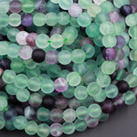 Matte Fluorite 4mm 6mm 8mm 10mm Round Beads Natural Purple Green Fluorite Gemstone 15.5" Strand
