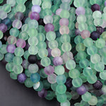 Matte Fluorite 4mm 6mm 8mm 10mm Round Beads Natural Purple Green Fluorite Gemstone 15.5" Strand
