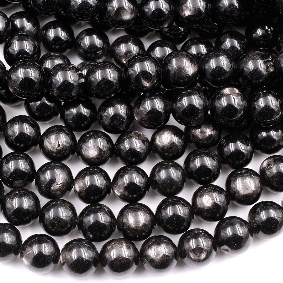Genuine Natural Hypersthene 4mm 6mm 8mm 10mm Round Beads Flashy Chatoyant Gemstone 15.5" Strand