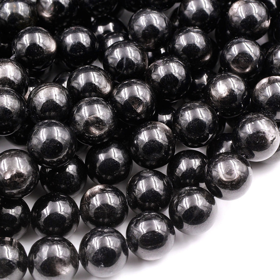 Genuine Natural Hypersthene 4mm 6mm 8mm 10mm Round Beads Flashy Chatoyant Gemstone 15.5" Strand