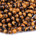 Natural Tiger's Eye 4mm 6mm 8mm 10mm Round Beads High Quality Smooth Polished 15.5" Strand