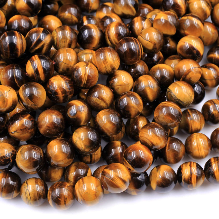 Natural Tiger's Eye 4mm 6mm 8mm 10mm Round Beads High Quality Smooth Polished 15.5" Strand