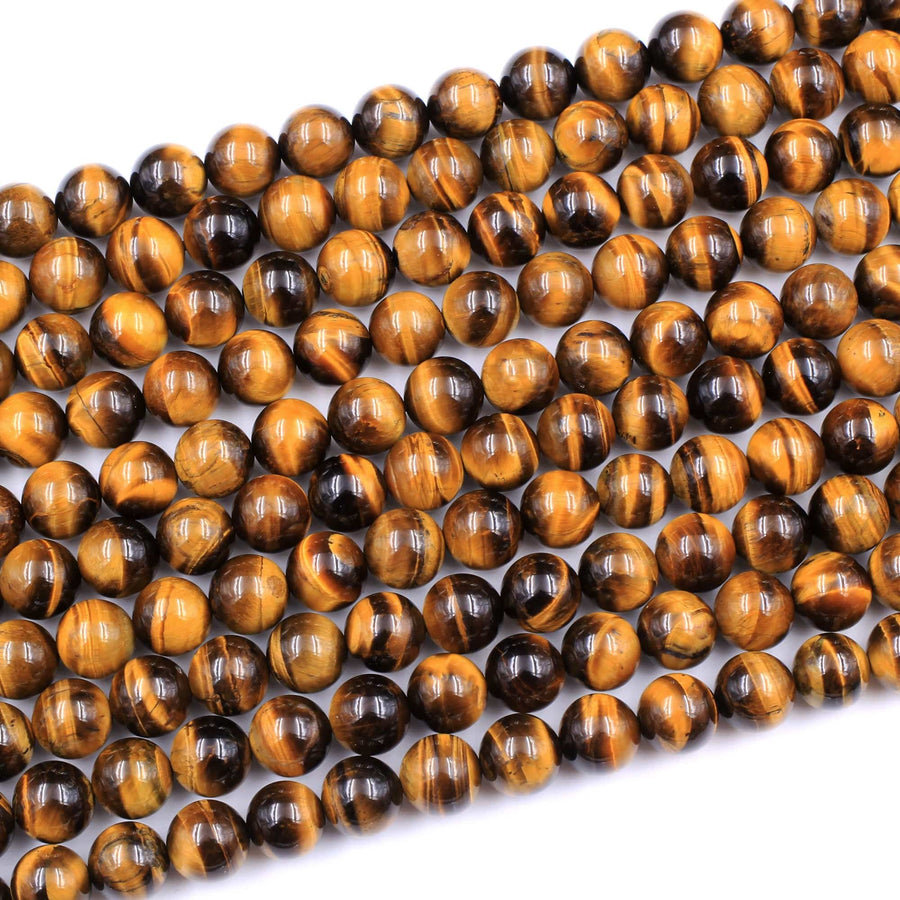 Natural Tiger's Eye 4mm 6mm 8mm 10mm Round Beads High Quality Smooth Polished 15.5" Strand