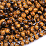 Natural Tiger's Eye 4mm 6mm 8mm 10mm Round Beads High Quality Smooth Polished 15.5" Strand