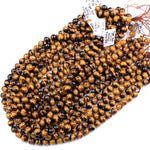 Natural Tiger's Eye 4mm 6mm 8mm 10mm Round Beads High Quality Smooth Polished 15.5" Strand