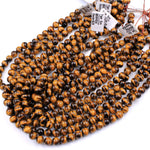 AAA Natural Tiger's Eye 4mm 6mm 8mm 10mm 12mm 14mm 16mm Round Beads Amazing Chatoyant Swirls 15.5" Strand