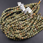 Matte Natural Rainforest Rhyolite Jasper Round 4mm 6mm 8mm 10mm Green Brown Orange Brown Beads 15.5" Strand