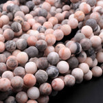 Matte Pink Zebra Jasper 4mm 6mm 8mm 10mm Round Beads Frosty Pink Grey Beads 15.5" Strand