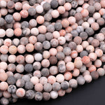 Matte Pink Zebra Jasper 4mm 6mm 8mm 10mm Round Beads Frosty Pink Grey Beads 15.5" Strand