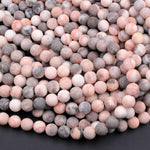 Matte Pink Zebra Jasper 4mm 6mm 8mm 10mm Round Beads Frosty Pink Grey Beads 15.5" Strand
