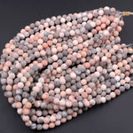 Matte Pink Zebra Jasper 4mm 6mm 8mm 10mm Round Beads Frosty Pink Grey Beads 15.5" Strand
