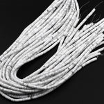 Natural Howlite Heishi Beads 4mm 6mm 8mm Smooth Plain Rondelle Disc 15.5" Strand