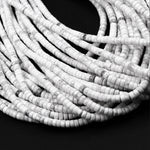 Natural Howlite Heishi Beads 4mm 6mm 8mm Smooth Plain Rondelle Disc 15.5" Strand