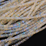 AAA White Ethiopian Opal Faceted Rondelle Beads Graduating 4mm 6mm Super Flashy Fiery Rainbow 16" Strand