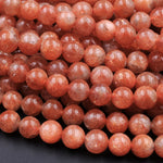AAA Fiery Natural Sunstone Round Beads 4mm 5mm 6mm 8mm 10mm 12mm Feldspar Golden Glitters Orange Red Gemstone 15.5" Strand