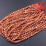AAA Fiery Natural Sunstone Round Beads 4mm 5mm 6mm 8mm 10mm 12mm Feldspar Golden Glitters Orange Red Gemstone 15.5" Strand