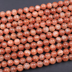 AAA Fiery Natural Sunstone Round Beads 4mm 5mm 6mm 8mm 10mm 12mm Feldspar Golden Glitters Orange Red Gemstone 15.5" Strand