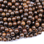 Natural Bronzite 4mm 6mm 8mm 10mm 12mm 14mm 16mm Round Beads High Quality Brown Stone 15.5" Strand