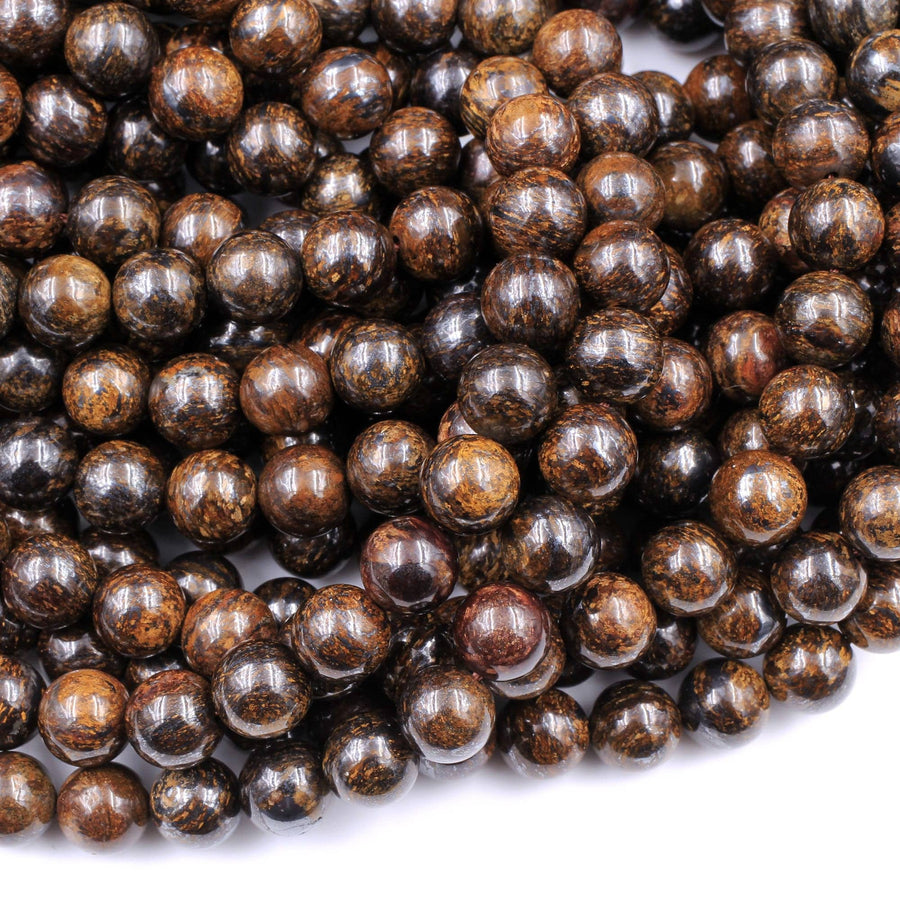 Natural Bronzite 4mm 6mm 8mm 10mm 12mm 14mm 16mm Round Beads High Quality Brown Stone 15.5" Strand