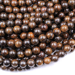 Natural Bronzite 4mm 6mm 8mm 10mm 12mm 14mm 16mm Round Beads High Quality Brown Stone 15.5" Strand