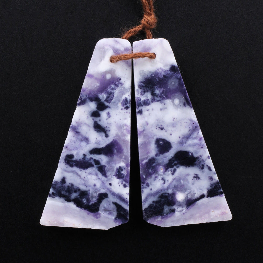Natural Mexican Purple Opal Freeform Slice Earring Pair Drilled Matched Gemstone Bead Pair