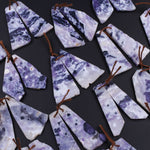 Natural Mexican Purple Opal Freeform Slice Earring Pair Drilled Matched Gemstone Bead Pair