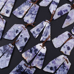 Natural Mexican Purple Opal Freeform Slice Earring Pair Drilled Matched Gemstone Bead Pair