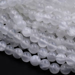 Natural Selenite 4mm 6mm 8mm 10mm 12mm Round Beads From Madagascar 15.5" Strand