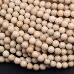 Natural Fossil Jasper River Stone 4mm  6mm 8mm  10mm Polished Round Tan Beige Cream Beads 15.5" Strand