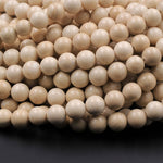 Natural Fossil Jasper River Stone 4mm  6mm 8mm  10mm Polished Round Tan Beige Cream Beads 15.5" Strand