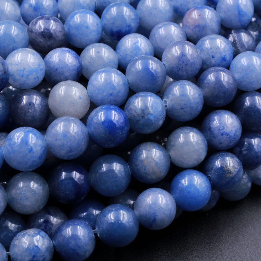 Natural Blue Aventurine 4mm 6mm 8mm 10mm Round Beads Natural Blue White Gemstone 15.5" Strand