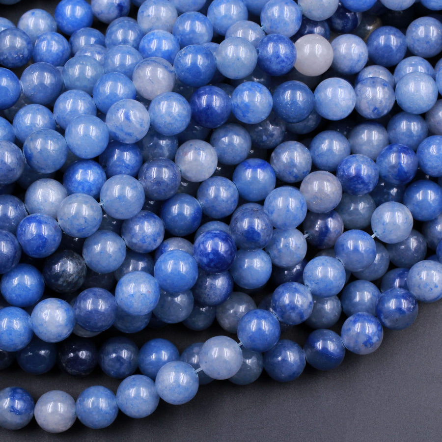 Natural Blue Aventurine 4mm 6mm 8mm 10mm Round Beads Natural Blue White Gemstone 15.5" Strand