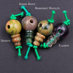 Natural Gemstone Guru Beads Three Holes T-Beads Mala Making 3 Holes  Prayer Beads Cones 10mm Natural Crystal Quartz Jasper Jade Fluorite