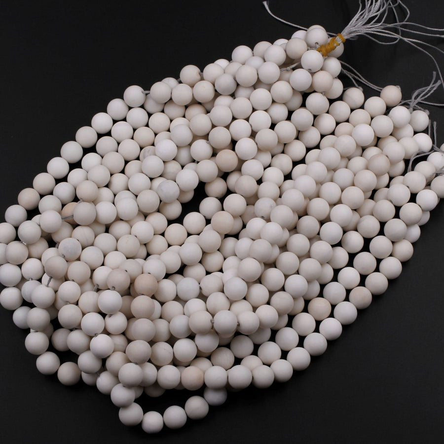 Matte Natural Ivory Jade Round Beads 6mm 8mm 10mm Creamy Ivory White Natural Jade Beads 15.5" Strand
