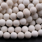 Matte Natural Ivory Jade Round Beads 6mm 8mm 10mm Creamy Ivory White Natural Jade Beads 15.5" Strand