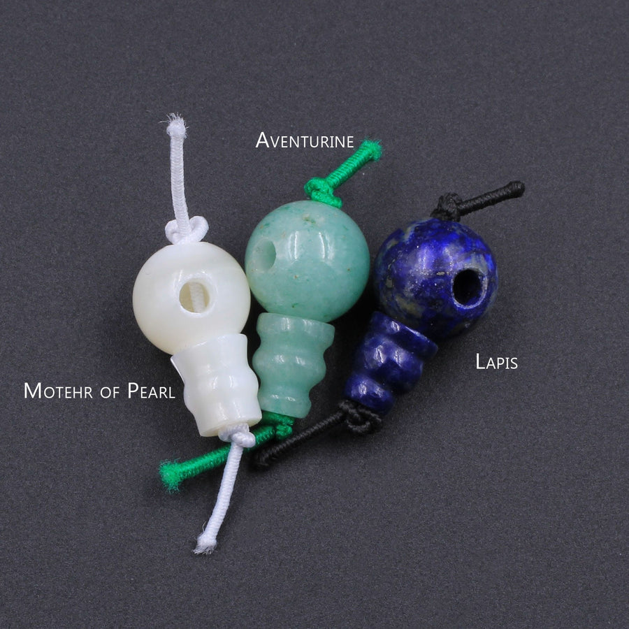 Natural Gemstone Guru Beads Three Holes T-Beads Mala Making 3 Holes  Prayer Beads Cones 10mm Natural Crystal Quartz Jasper Jade Fluorite