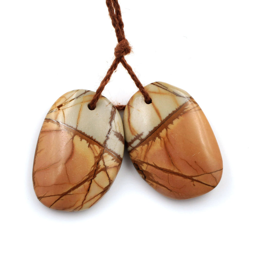 Natural Red Creek Jasper Abstract Oval Free Form Earring Pair Cabochon Cab Drilled Matched Gemstone Bead Pair Aka Multicolor Picasso Jasper