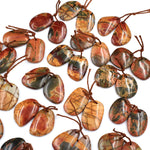 Natural Red Creek Jasper Abstract Oval Free Form Earring Pair Cabochon Cab Drilled Matched Gemstone Bead Pair Aka Multicolor Picasso Jasper
