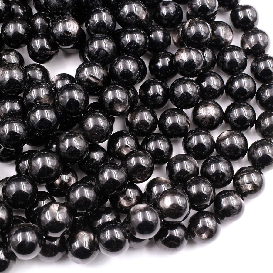 Genuine Natural Hypersthene 4mm 6mm 8mm 10mm Round Beads Flashy Chatoyant Gemstone 15.5" Strand