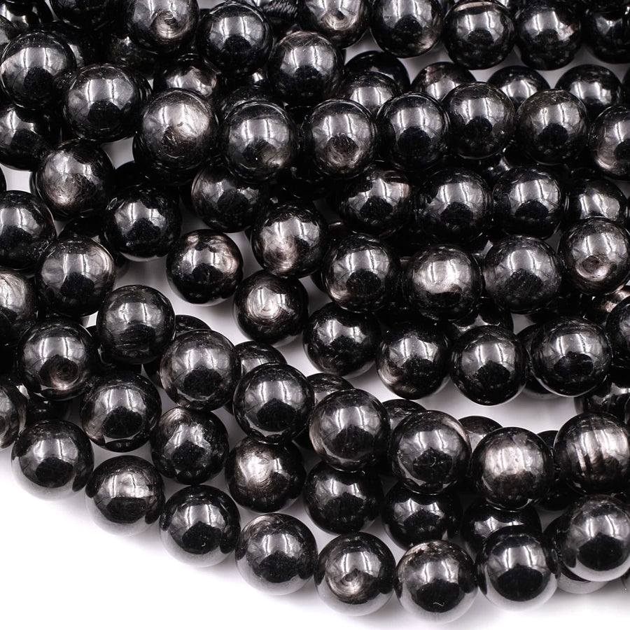 Genuine Natural Hypersthene 4mm 6mm 8mm 10mm Round Beads Flashy Chatoyant Gemstone 15.5" Strand