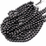 Genuine Natural Hypersthene 4mm 6mm 8mm 10mm Round Beads Flashy Chatoyant Gemstone 15.5" Strand