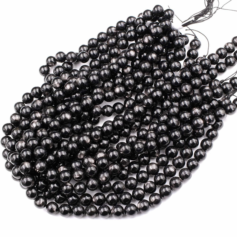 Genuine Natural Hypersthene 4mm 6mm 8mm 10mm Round Beads Flashy Chatoyant Gemstone 15.5" Strand