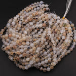 Natural Montana Agate 4mm 6mm 8mm 10mm 12mm Smooth Round Beads Amazing Dendritic Pattern 15.5" Strand