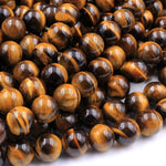 Natural Tiger's Eye 4mm 6mm 8mm 10mm Round Beads High Quality Smooth Polished 15.5" Strand