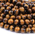 Natural Tiger's Eye 4mm 6mm 8mm 10mm Round Beads High Quality Smooth Polished 15.5" Strand